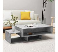 delano wooden coffee table with 3 shelves in concrete effect
