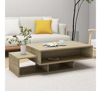 delano wooden coffee table with 3 shelves in sonoma oak