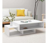 delano wooden coffee table with 3 shelves in white