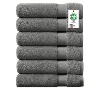 Delara A1 HOME COLLECTIONS Organic Cotton Feather Touch Quick Dry 700 GSM Hand Towel, Sharkskin Grey 20"X30" (Pack of 6)