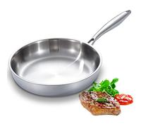 DELARLO 3 Layer Stainless Steel Frying Pan, 28 cm for Kitchen, Chefs, Pan Suitable for All Hobs