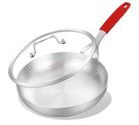 DELARLO 30.5 cm Three Layer Full Body Stainless Steel Pan With Lid, Oven Safe Frying Pan