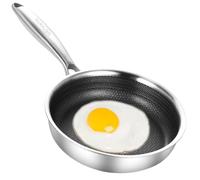 DELARLO Frying Pan with Honeycomb Pattern, Triple Layer Stainless Steel 6 Inch, Fits All Types of Cookers