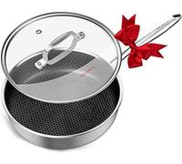 DELARLO Tri-Ply Hybrid Stainless Steel 10Inch Sauté Pan 3QT, Anti-Scratch, Fast-Heating Induction Compatible (Detachable Handle)