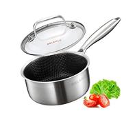 DELARLO Tri-Ply Hybrid Stainless Steel Sauce Pan, Hybird 1.5QT Non Stick Pots, All Stove Safe Up to 600℉, Sauce Pot 1.5 Quart Non Stick Sauce Pan, Saucier Pan, Honeycomb Pan,Small Saucepan, Lids 300℉