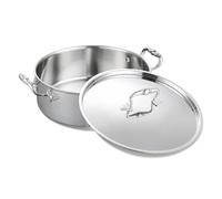 DELARLO Tri-Ply Stainless 7QT Braiser Pan With Steel Lid,Induction Saute pan Cooking Pot,Jumbo Cooker Deep Frying Pan 12 Inch,Dishwasher and Oven Safe,Compatible With All Cooktops Up to 650℉