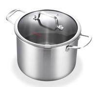DELARLO Tri-Ply Stainless Steel 8 Quart Stock Pot, All Stove Compatible Up to 600℉ Soup Pot with Lid, 18/10 Induction Big Stockpot with Lids, Large Stainless Steel Induction for Cooking
