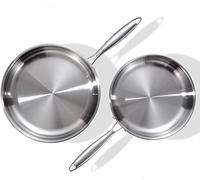 DELARLO Tri-Ply Stainless Steel Pan Set, 9" & 11",Compatible with All Cooktops Up to 600℉, Stainless Steel Frying Pan Set, Durable, Fast Even Heat, Cooking Pans, Kitchen Cookware Set, Skillet Set of 2