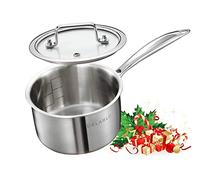 DELARLO Tri-Ply Stainless Steel Small Saucepan with Lid, Induction Cooking Sauce Pot Sauce Pans, 18/8 Heavy Bottom Saucier Pot Cookware, Dishwasher Safe & Oven Safe(2.5 Quart)