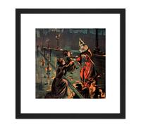 Delaroche Pradel Serial Story Mam'zelle Miouzic Advert 8X8 Inch Square Wooden Framed Wall Art Print Picture with Mount Artery8 Black One Size