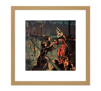 Delaroche Pradel Serial Story Mam'zelle Miouzic Advert 8X8 Inch Square Wooden Framed Wall Art Print Picture with Mount Artery8 Light Oak One Size