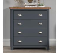delavan wooden chest of 4 drawers in midnight blue and oak