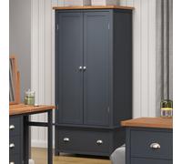 delavan wooden wardrobe with 2 doors 1 drawer in midnight blue oak