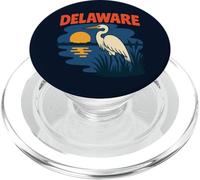 Delaware Egret Vintage Coastal Wildlife Sunset Scene PopSockets PopGrip for MagSafe