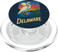 Delaware Egret Vintage Coastal Wildlife Sunset Scene PopSockets PopGrip for MagSafe