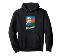 Delaware Egret Vintage Coastal Wildlife Sunset Scene Pullover Hoodie