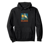 Delaware Egret Vintage Coastal Wildlife Sunset Scene Pullover Hoodie
