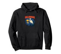 Delaware Egret Vintage Coastal Wildlife Sunset Scene Pullover Hoodie