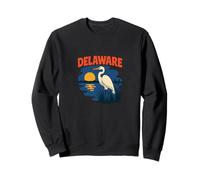 Delaware Egret Vintage Coastal Wildlife Sunset Scene Sweatshirt