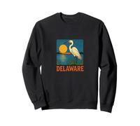 Delaware Egret Vintage Coastal Wildlife Sunset Scene Sweatshirt