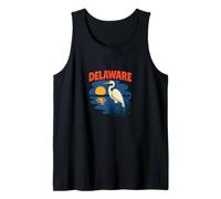 Delaware Egret Vintage Coastal Wildlife Sunset Scene Tank Top