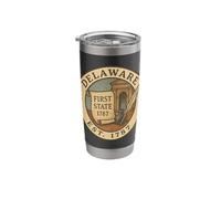 Delaware First State Est. 1787 Vintage Emblem Design Stainless Steel Insulated Tumbler