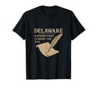 Delaware Pride Ratified First Quill Design Brown Navy White T-Shirt