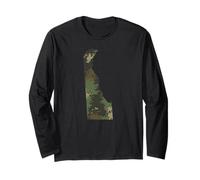 Delaware State Camo Map Outdoor Military & Hiking Veteran Long Sleeve T-Shirt