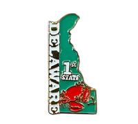 Delaware State Map Enamel Pin, 1 Inch, First State Design with Red Crab, Metal Lapel Pin
