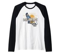 Delaware State Map Road Trip Wilmington Dover Newark Smyrna Raglan Baseball Tee