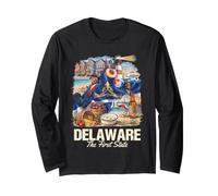 Delaware The First State Beach Lighthouse Crab Peach Long Sleeve T-Shirt