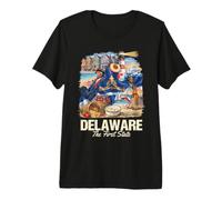 Delaware The First State Beach Lighthouse Crab Peach Premium T-Shirt