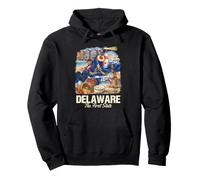Delaware The First State Beach Lighthouse Crab Peach Pullover Hoodie
