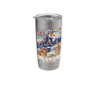 Delaware The First State Beach Lighthouse Crab Peach Stainless Steel Insulated Tumbler