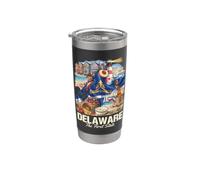 Delaware The First State Beach Lighthouse Crab Peach Stainless Steel Insulated Tumbler
