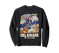 Delaware The First State Beach Lighthouse Crab Peach Sweatshirt