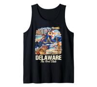 Delaware The First State Beach Lighthouse Crab Peach Tank Top