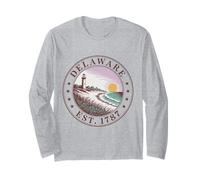 Delaware Vintage State 1787 Shirt Lighthouse Dunes Sunset Long Sleeve T-Shirt