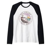 Delaware Vintage State 1787 Shirt Lighthouse Dunes Sunset Raglan Baseball Tee