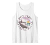Delaware Vintage State 1787 Shirt Lighthouse Dunes Sunset Tank Top