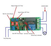 Delay Relay Module AC 100-250V Infinite Cycle ON/OFF Timer Switch For Burn-In Testing and Cyclic Power Control