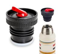 DelCampoXT Lid Termo/Thermal Flask Stopper Pico de Mate Replacement Cap - Fits Stanley Classic Vacuum Insulated Wide Mouth Bottles (1.1QT, 1.5QT, 2QT) - Black/Red - Set of 1