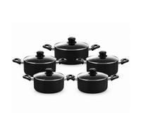 Delcasa 5Pc Non-Stick Pressed Aluminium Casserole Induction Cookware Set Black