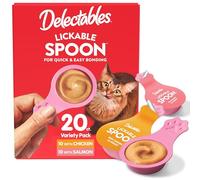 Delectables Lickable Spoon™ Handheld Wet Cat Treats Made with Real Chicken & Salmon, Creamy Puree, Mess Free, Quick & Easy, Grain-Free, No Added Fillers, No Added Preservatives, Variety Pack, 20ct