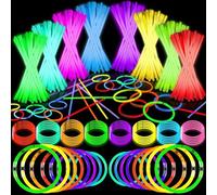 DELEE 200PCS Glow Sticks, Glowsticks Party Packs, Christmas Party Bag Fillers with Bracelet Connectors,Glow Neon Necklaces for Kids Dark Party Supplies,Wedding,Festival,Halloween Decoration