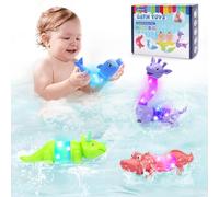 DELEE Bath Toys 4Packs Animal Shaped Pop Tubes Baby Bath Toys with LED Lights Floating Swimming Water Toys,Perfect for Bath Time Fun Travel Pool Play,Idea Gift for Kids