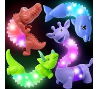 DELEE Pop Tubes Animal Toy, 4Packs Animal Tubes for Autism with LED Light, Christmas Glow Party Favors, Stress Relief Toys for ADHD Kids,Party Supplies for Halloween Birthday Gifts 3 4 5 Year Old