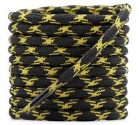 DELELE 2 Pair Round Wave Shape Non Slip Heavy Duty and Durable Outdoor Climbing Shoelaces Hiking Shoe Laces Shoestrings, 21 Yellow&black, 87 inch (220CM)