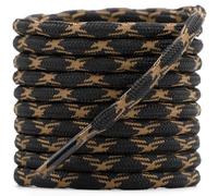 DELELE 2 Pair Round Wave Shape Non Slip Heavy Duty and Durable Outdoor Climbing Shoelaces Hiking Shoe Laces Shoestrings, 38 Black&brown, 63 inch (160CM)
