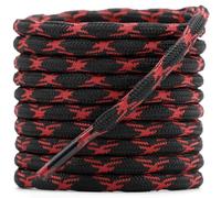 DELELE 2 Pair Round Wave Shape Non Slip Heavy Duty and Durable Outdoor Climbing Shoelaces Hiking Shoe Laces Shoestrings, 40 Black&red, 47 inch (120CM)